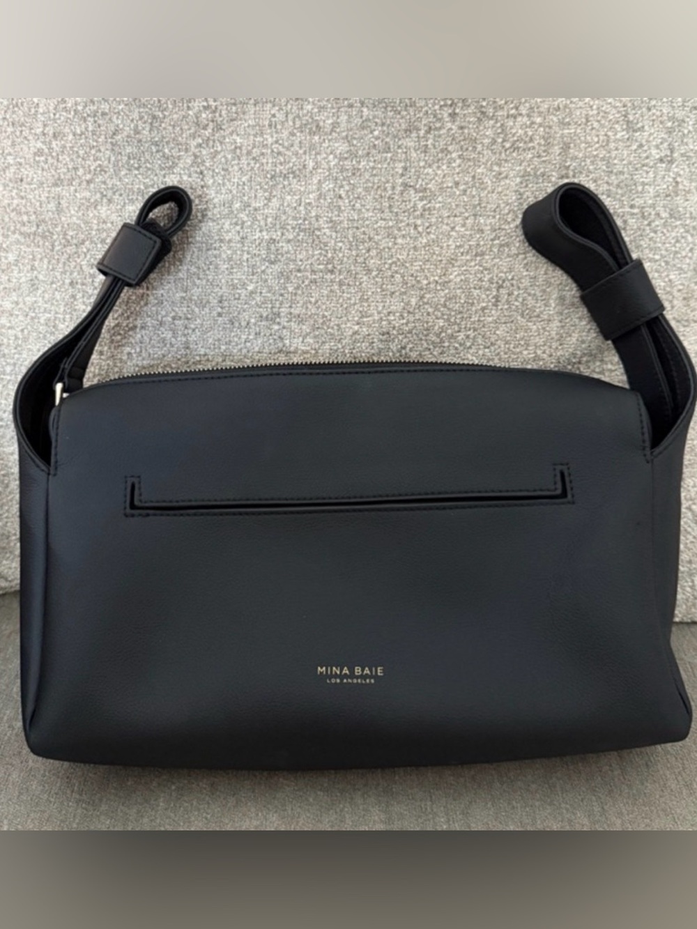 Black Leather Crossbody Baby Bag